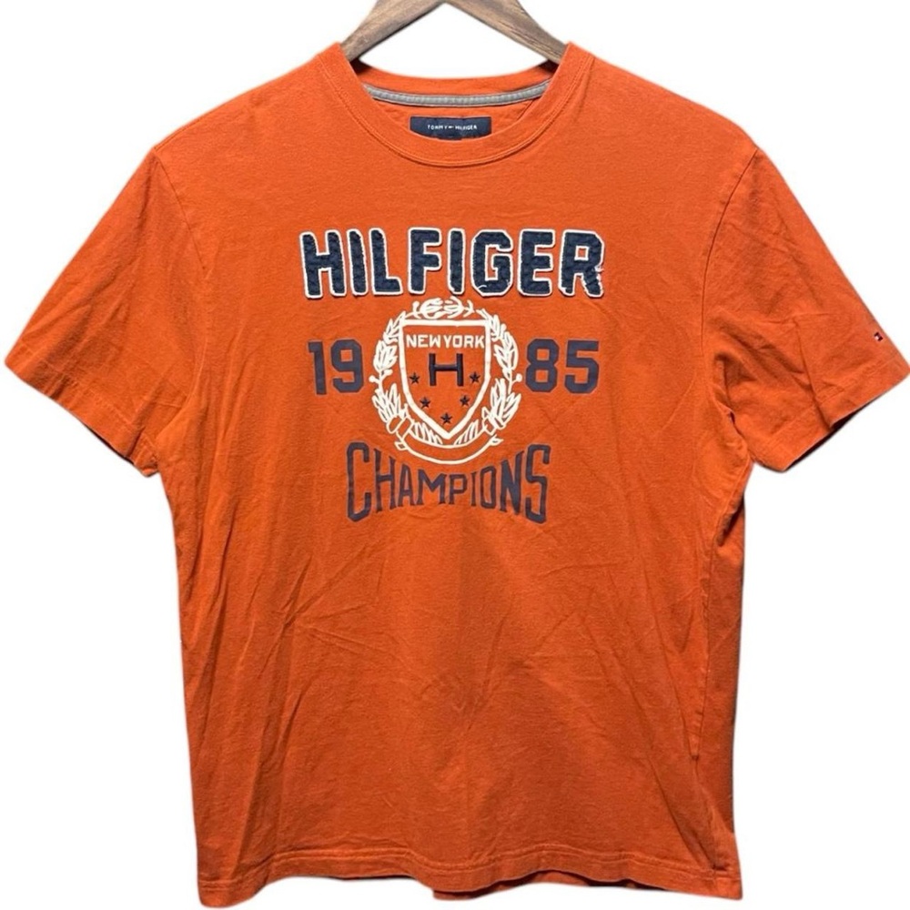 Tommy Hilfiger 1985 champions graphic short sleeve crewneck orange blue T-shirt
